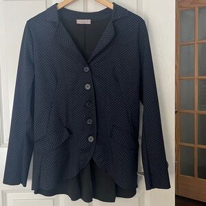Italian Navy Polka Dot Blazer with Longer Back Sz Medium